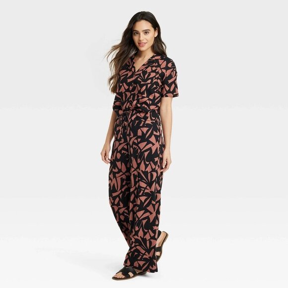 Medium - Womens Linen Short Sleeve Button-Down Camp Shirt - A New Day - Brown - Picture 2 of 6